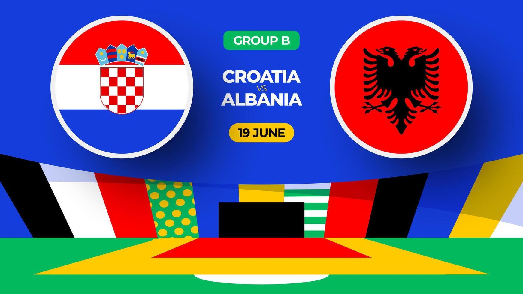 Croácia vs Albânia futebol 2024 Combine contra. 2024 grupo etapa campeonato Combine versus equipes introdução esporte fundo, campeonato concorrência vetor