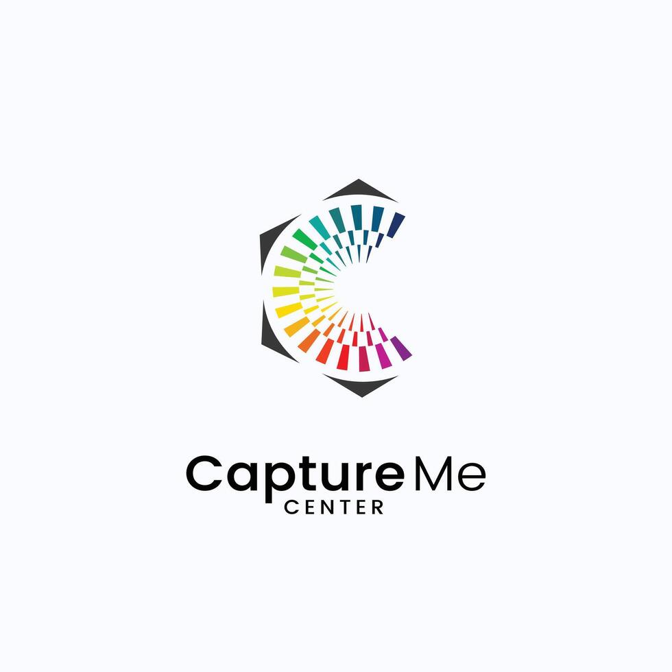 carta c moderno logotipo com Câmera capturar mim conceito logotipo colorida Câmera logotipo vetor