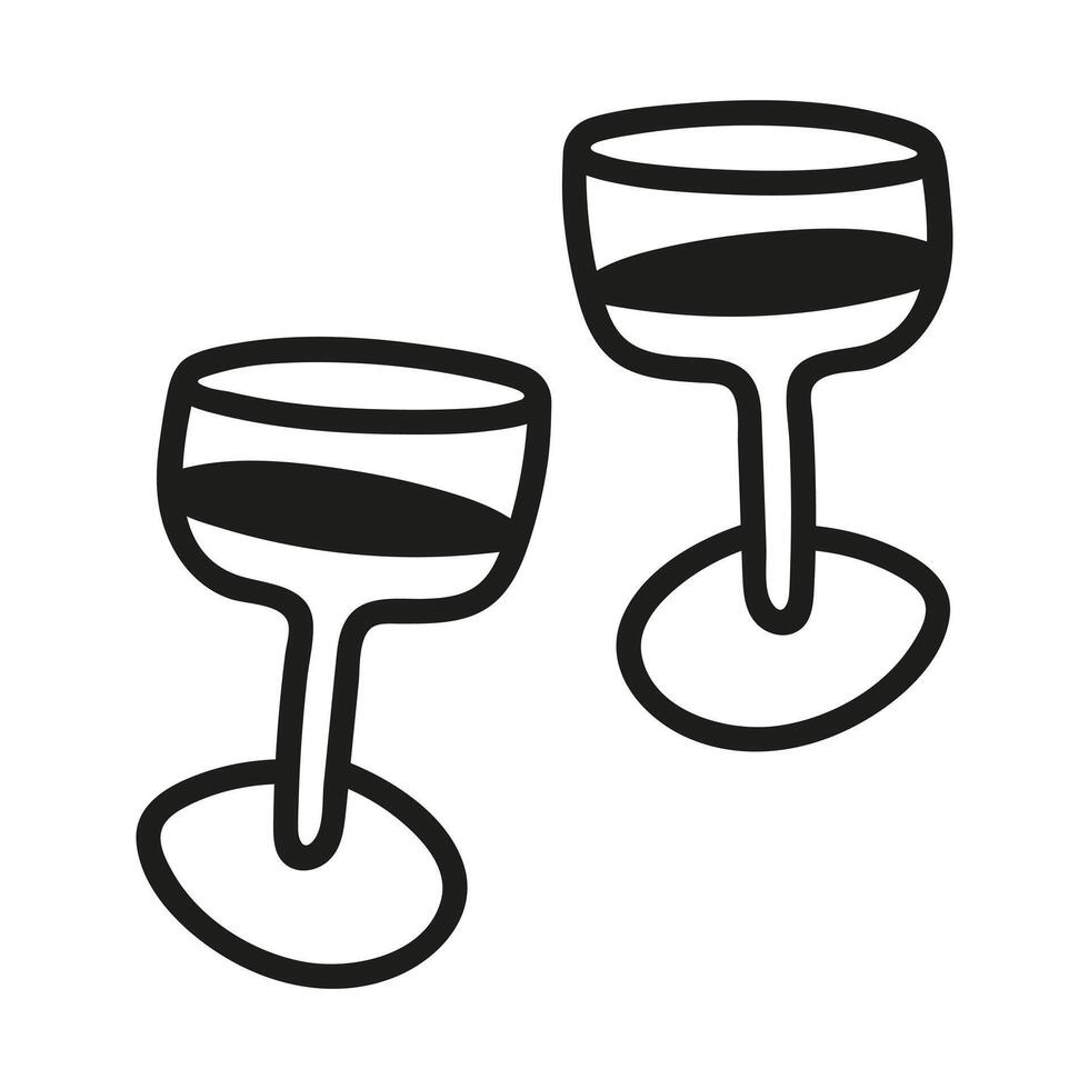 celebração óculos do vinho. mão desenhado rabisco vetor ilustração