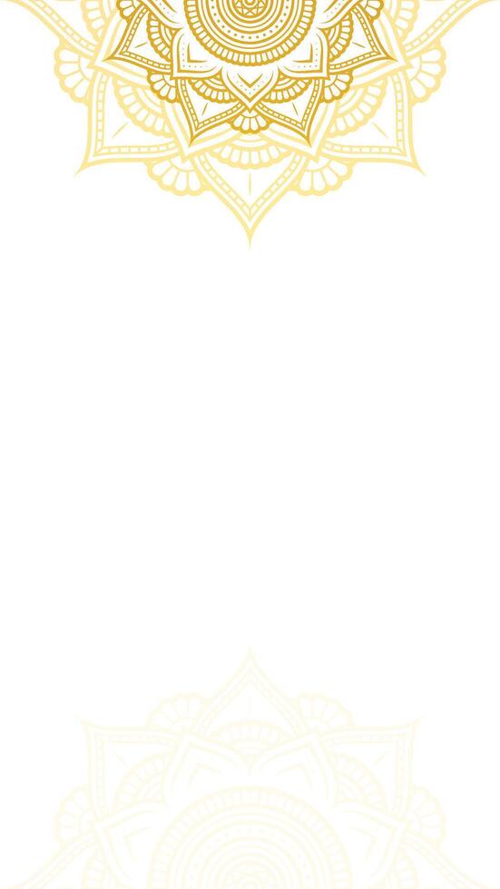encantador elegância do ouro e branco em branco vertical vetor fundo com floral lótus mandala arte