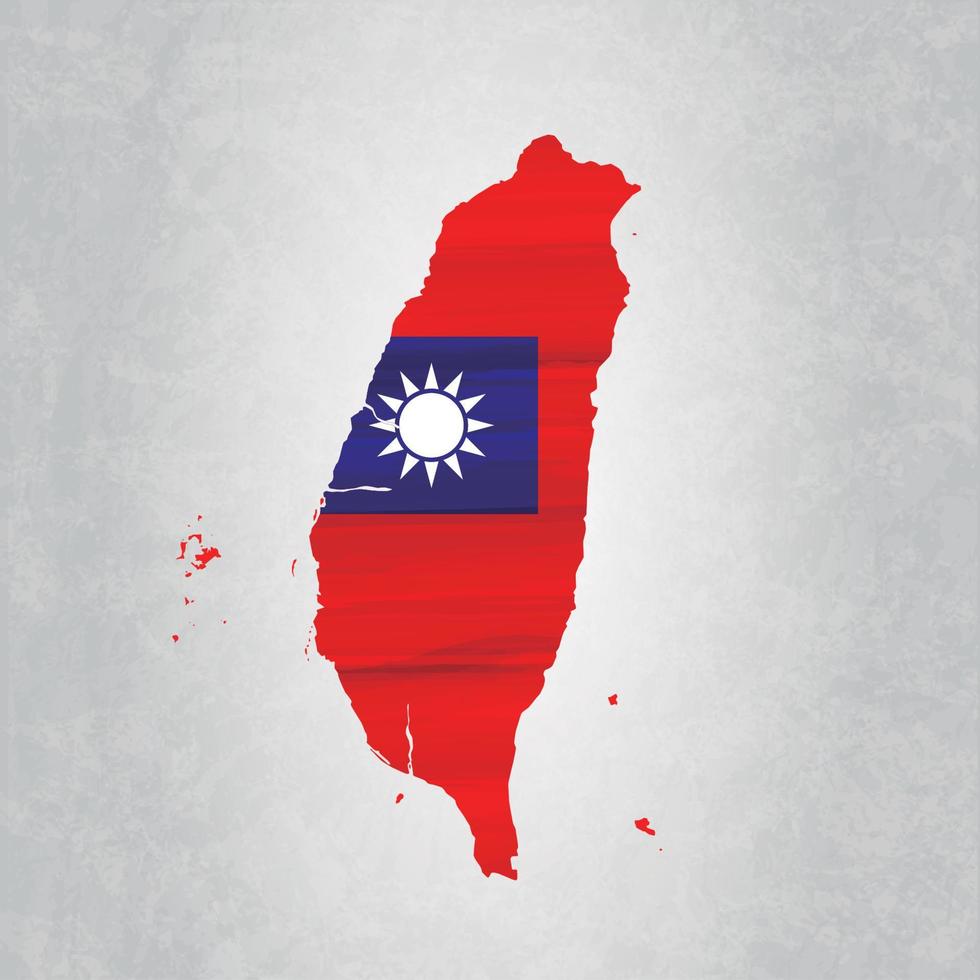 mapa de taiwan com bandeira vetor