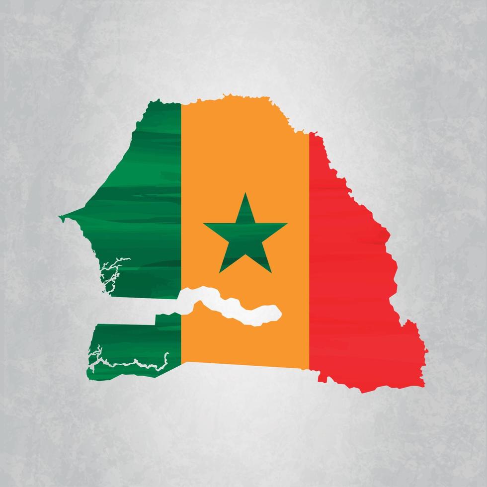 mapa do senegal com bandeira vetor
