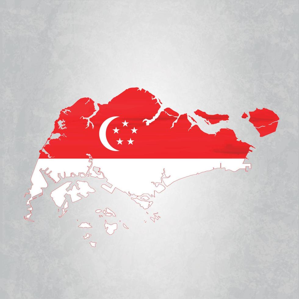 mapa de Singapura com bandeira vetor
