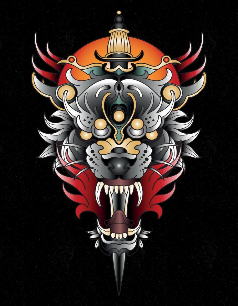 tatuagem de lobo neo tradicional vetor