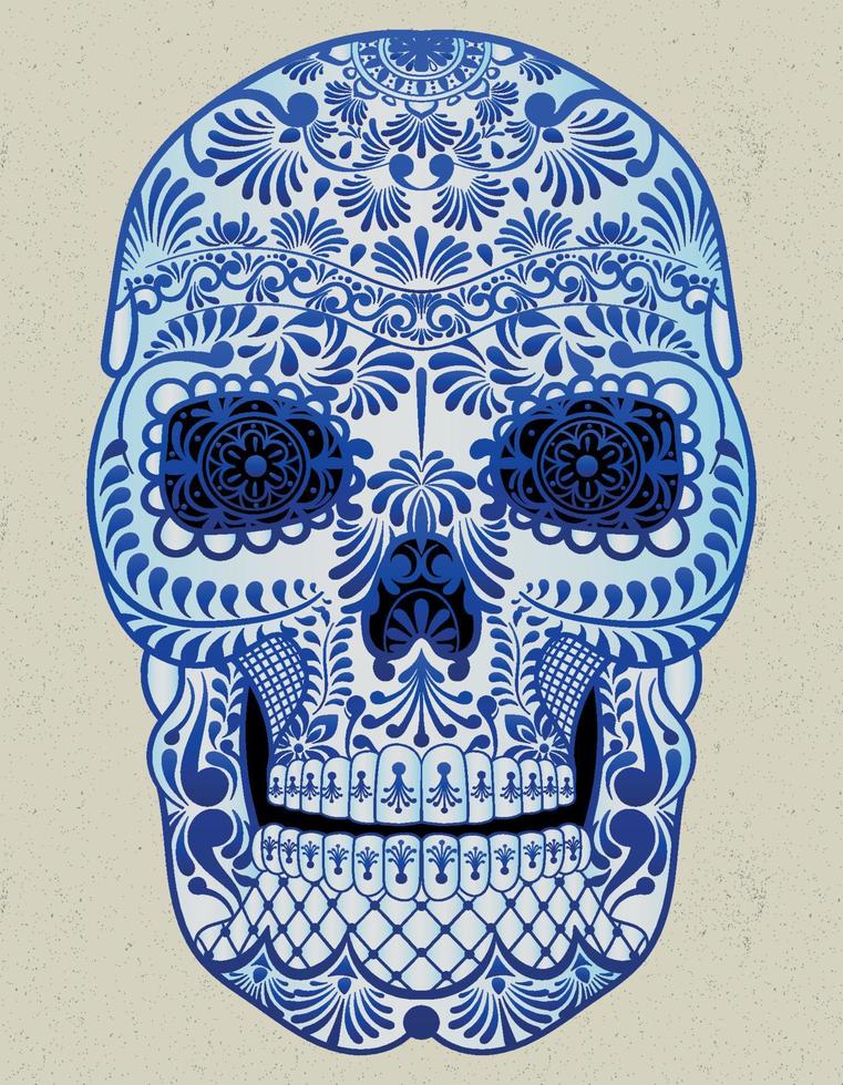 desenho de talavera de caveira mexicana vetor