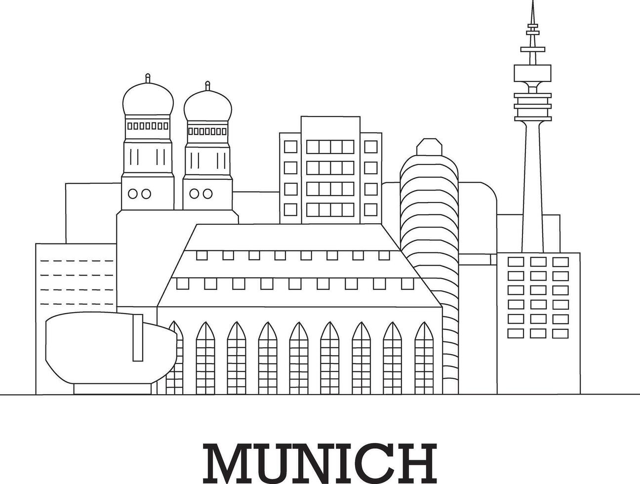Munique cidade linha desenhar vetor