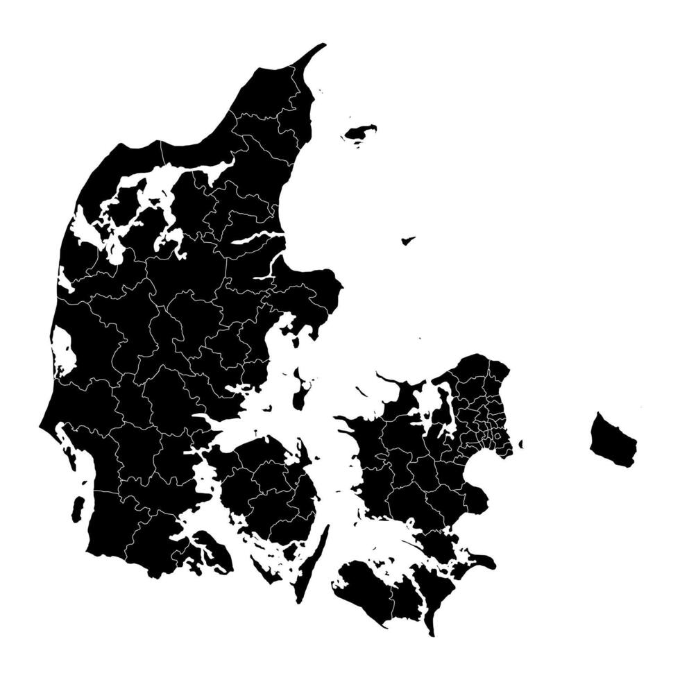 Dinamarca mapa com administrativo divisões. ilustração. vetor