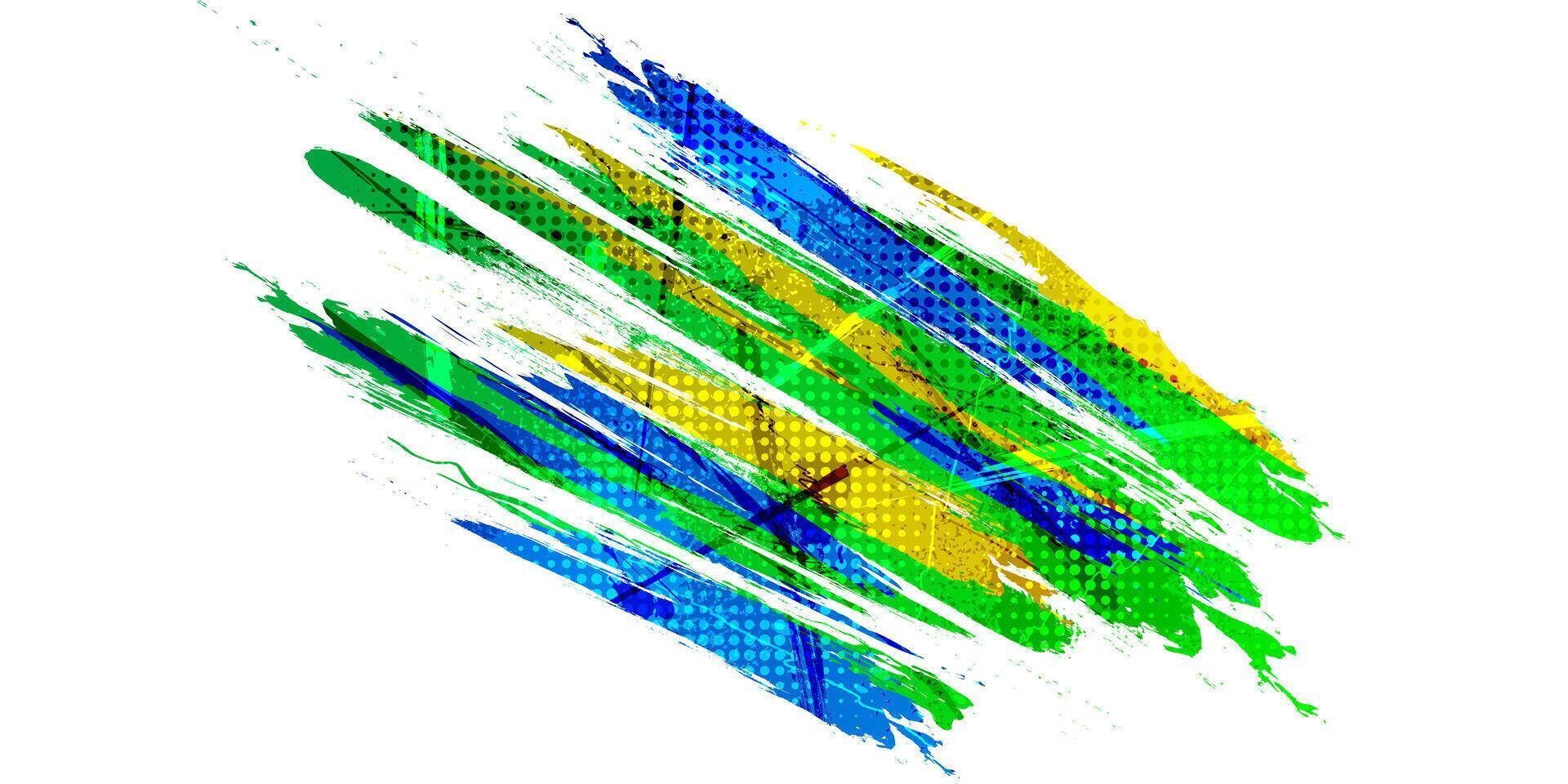 abstrato grunge escova fundo com azul, verde e amarelo gradiente cores e meio-tom efeito. Esportes fundo com pontos pop arte estilo vetor