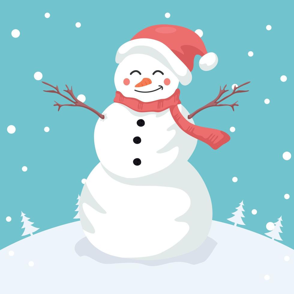 feliz boneco de neve cartão de feliz natal vetor