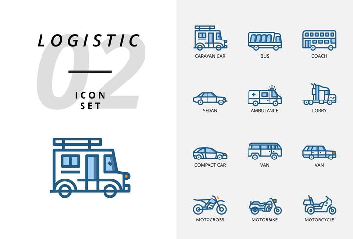 Pacote de ícones para logística, entrega drone, destino, manter seco, logística global, casa, compra, seguro, tempo de entrega, proteger, entrega, seguro, trole. vetor