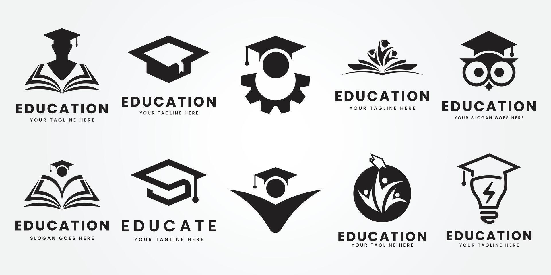 conjunto agrupar Educação logotipo ícone Projeto ilustração vetor