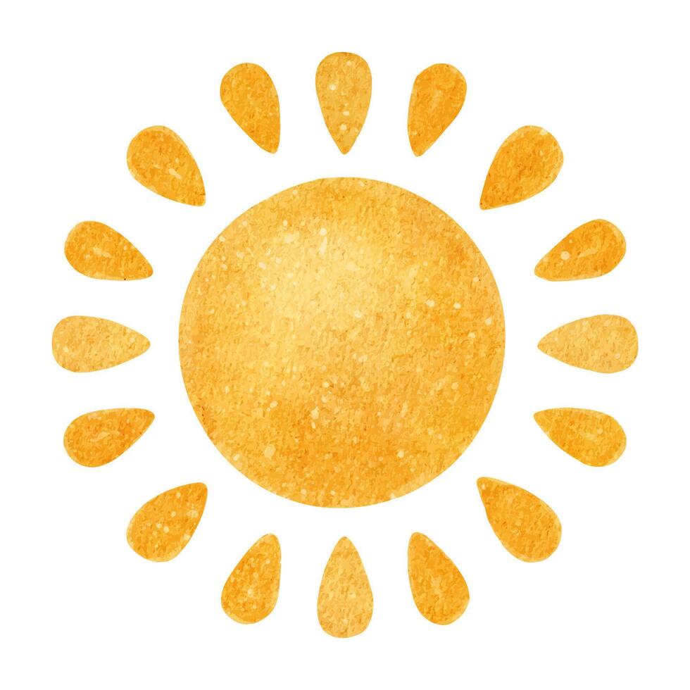 fofa amarelo Sol. isolado mão desenhado aguarela ilustração dentro crianças estilo. elemento do Projeto bebê chuveiro cartões, cartazes, criança bens e quartos vetor