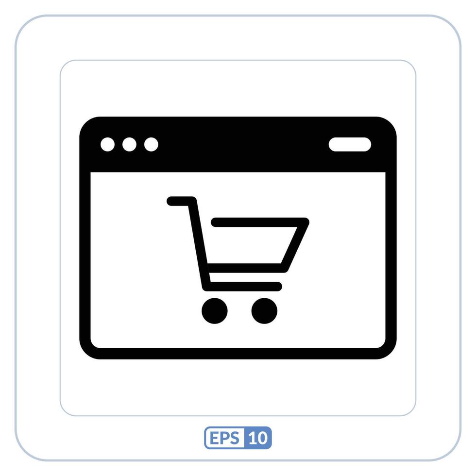 compras carrinho plano ícone em uma computador tela. conectados compras carrinho ícone vetor