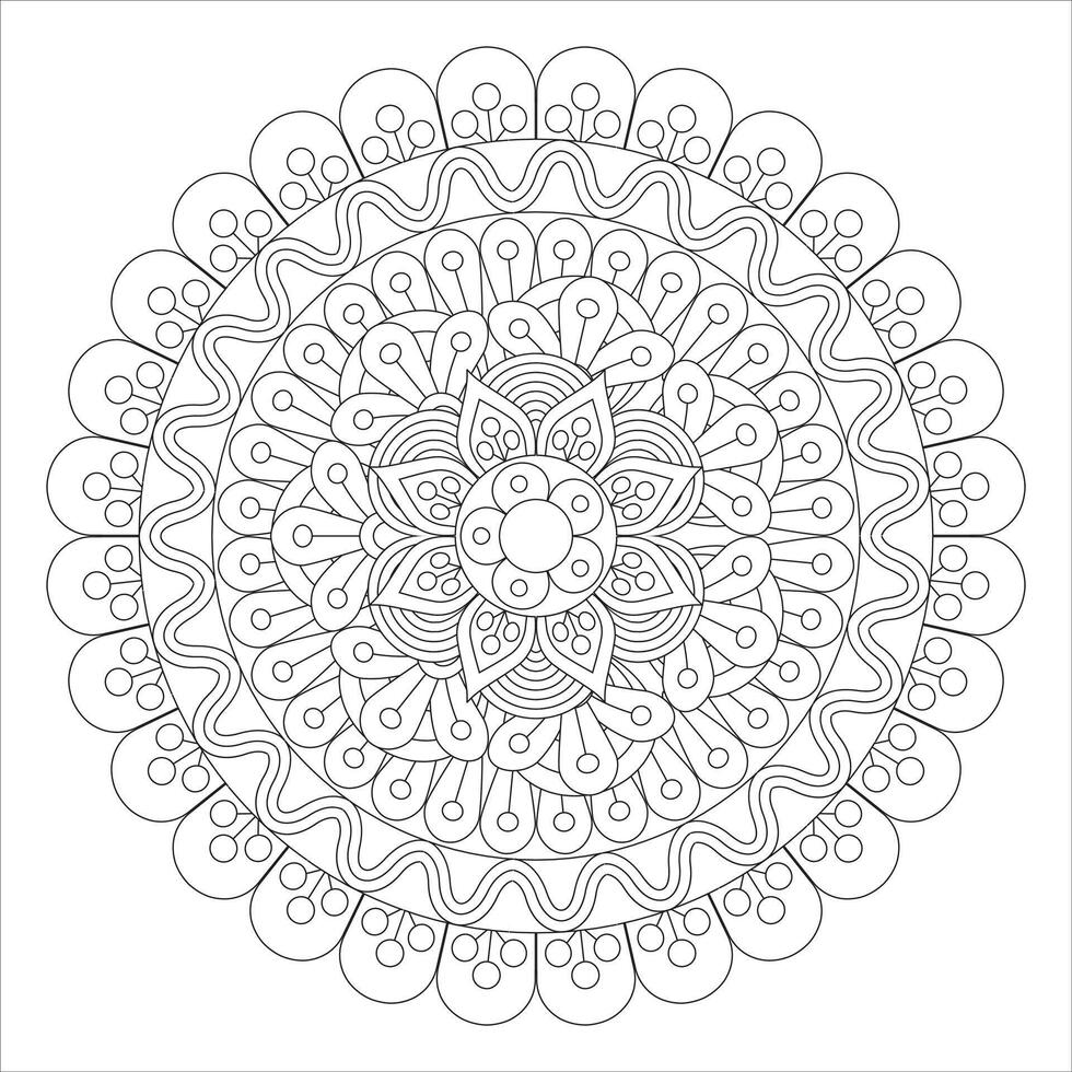 padrão circular em forma de mandala para henna, mehndi, tatuagem, decoração. ornamento decorativo em estilo oriental étnico. página do livro para colorir. vetor