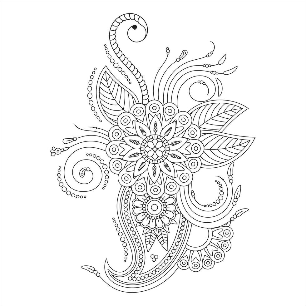 conjunto do mehndi flor. decoração dentro étnico oriental, indiano estilo. rabisco ornamento. esboço mão desenhar ilustração vetor