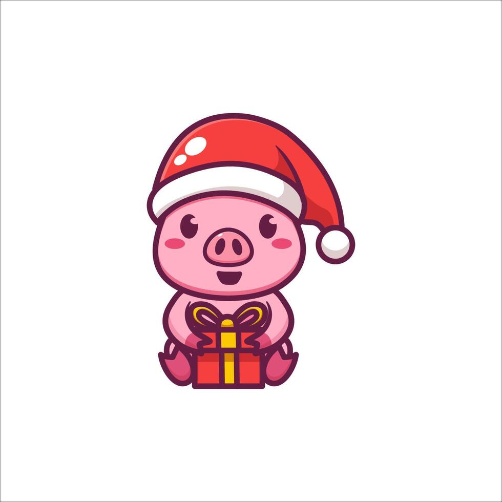 fofa porcos a comemorar natal vetor
