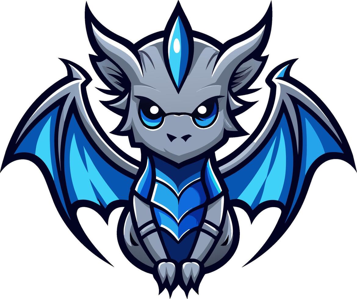 azul e prata bebê Dragão logotipo ilustração vetor