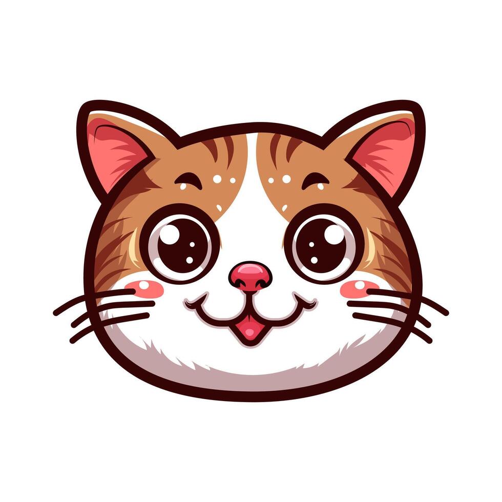 engraçado gato face plano Projeto. mínimo estilo ilustração vetor