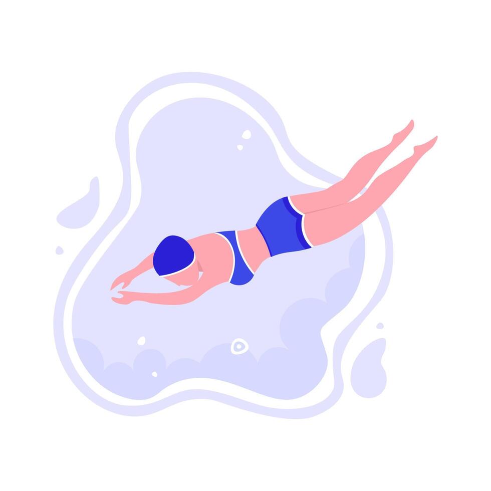 natação Esportes mulher personagem plano ilustração vetor