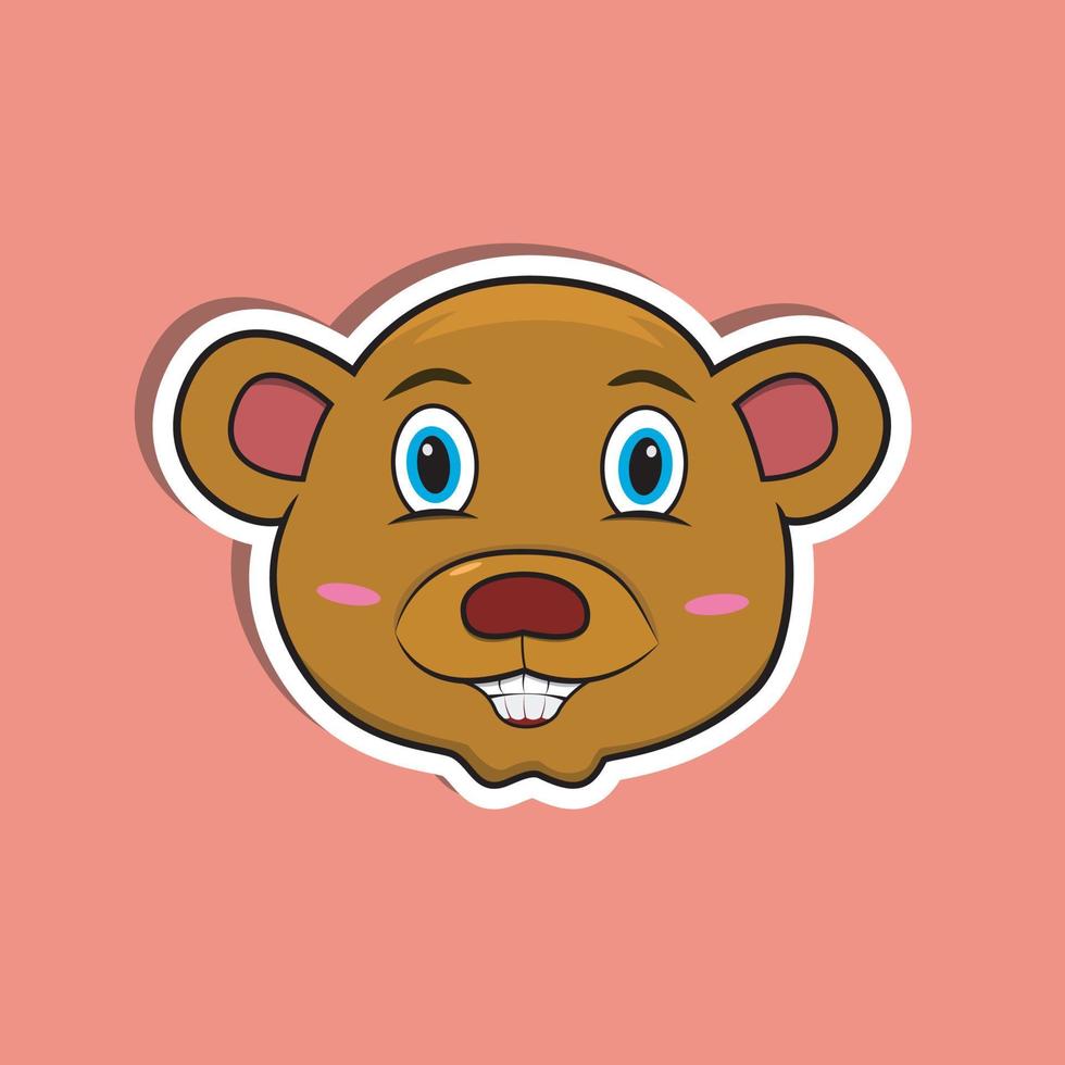 adesivo de rosto de animal com design de personagens de urso. vetor