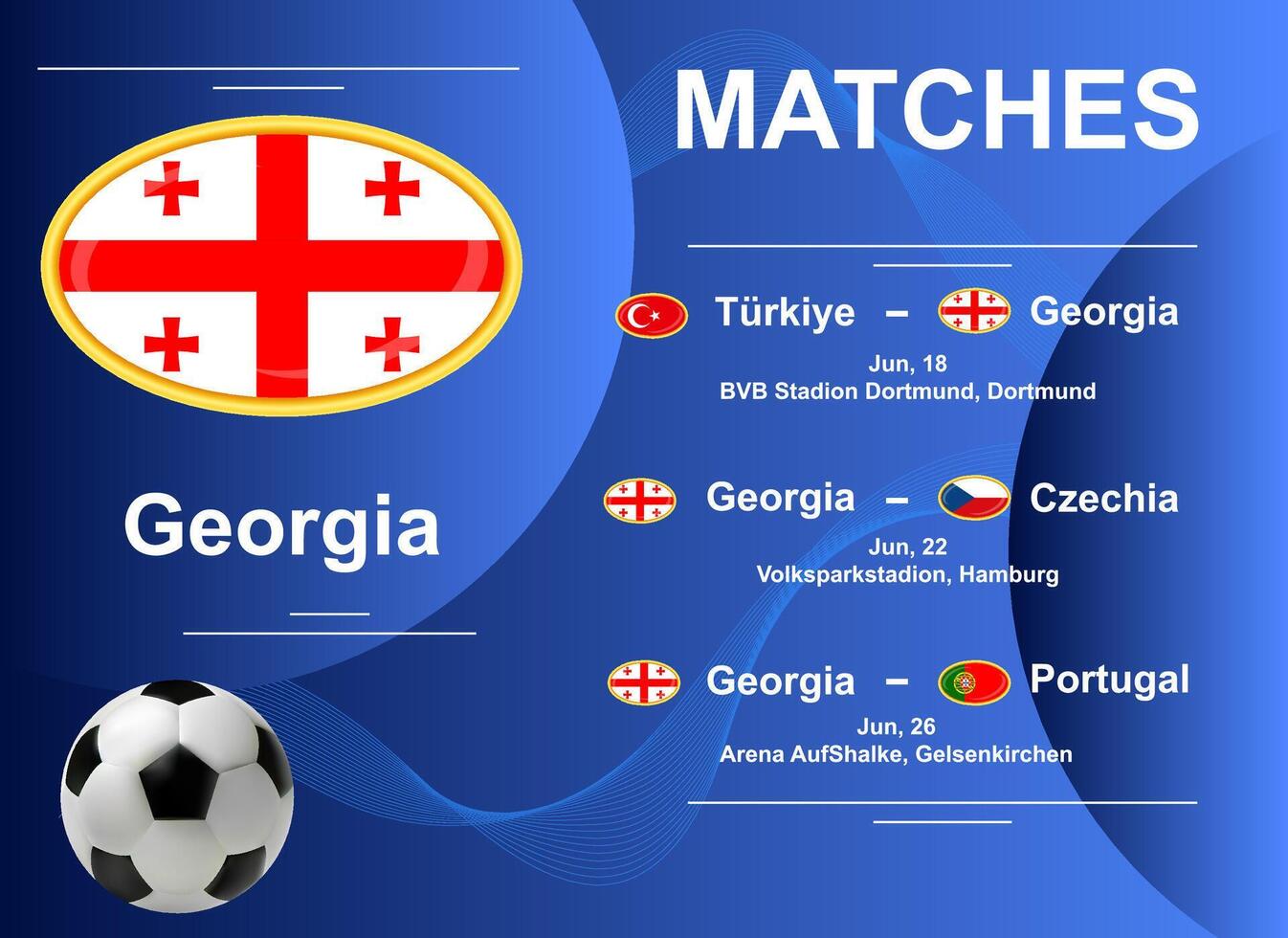 cronograma do fósforos do a georgiano nacional equipe às a final etapa do a europeu futebol campeonato 2024. vetor