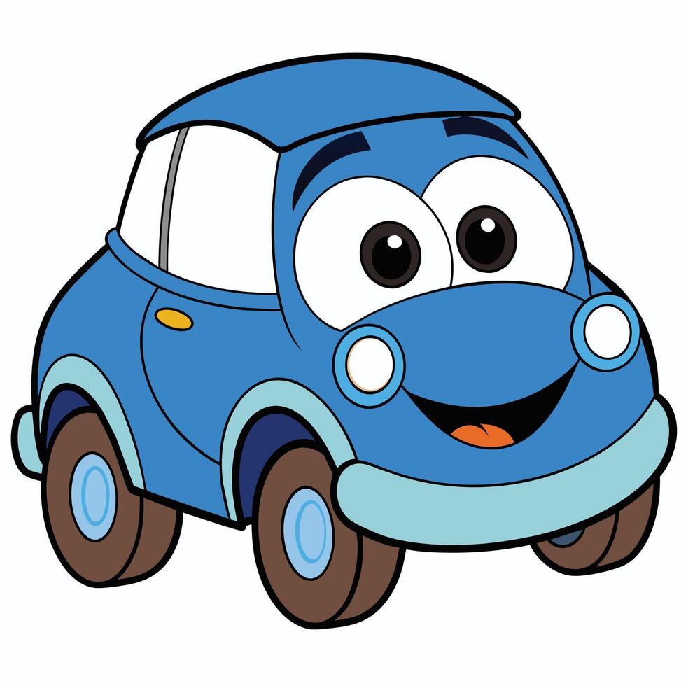 azul carro emoticon engraçado carro face personagem sorrisos ícones ilustração vetor