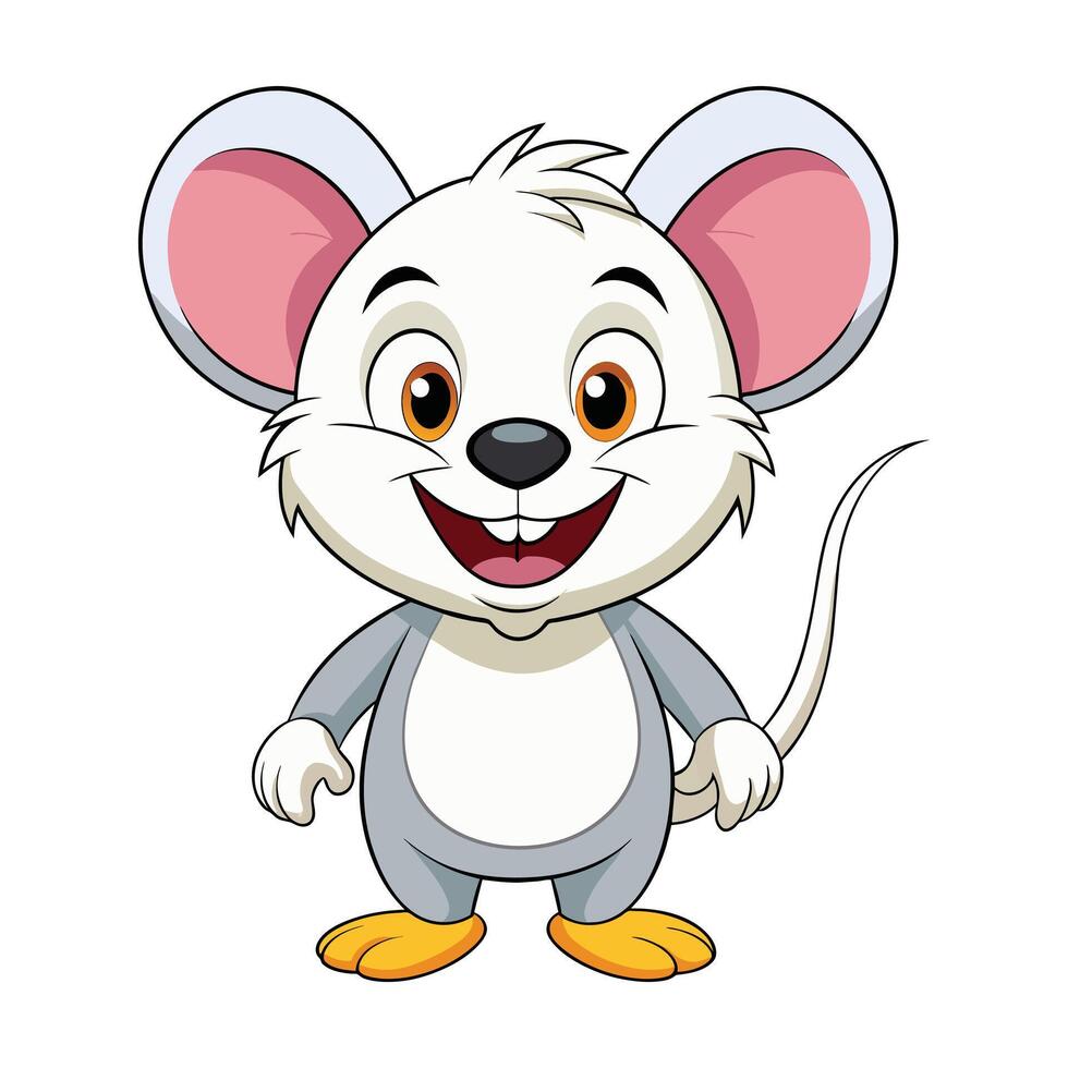 ilustração do desenho animado sorridente rato em branco vetor