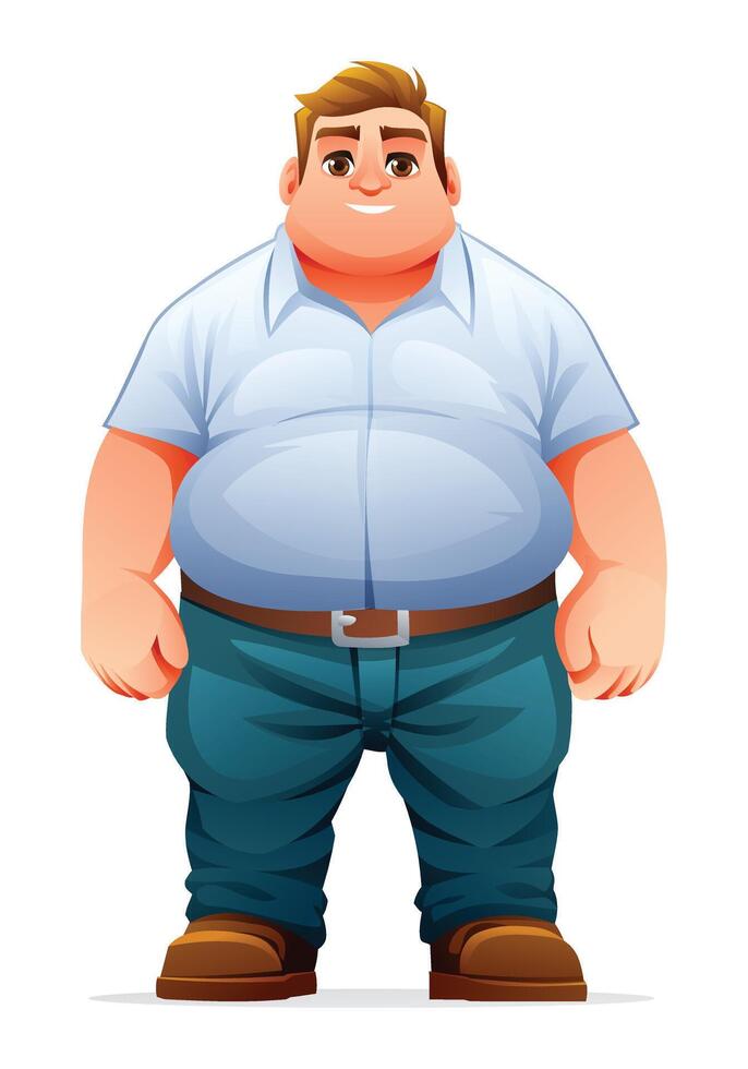 gordo homem desenho animado personagem. ilustração isolado em branco fundo vetor