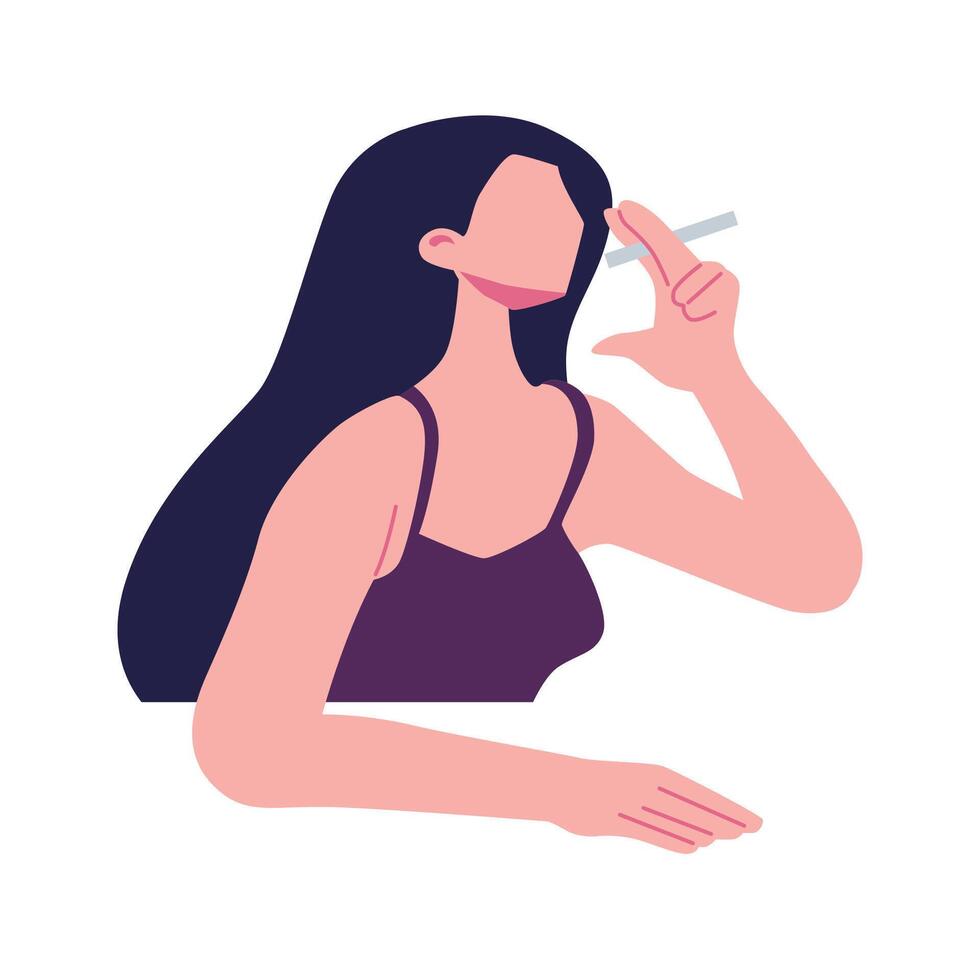 mulheres fumar pose plano estilo ilustração Projeto vetor