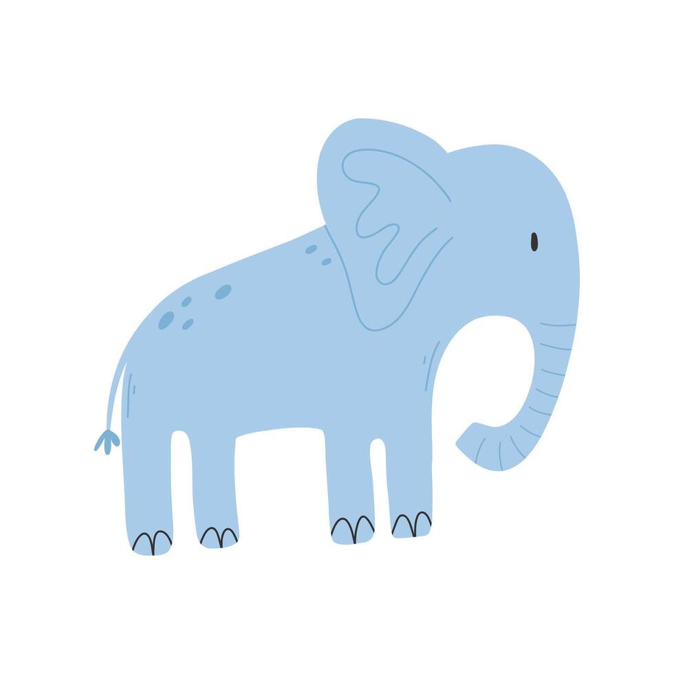 fofa elefante isolado em branco fundo. elefante ilustração. mão desenhado plano estilo. vetor