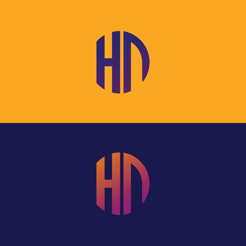 modelo de vetor de logotipo de letra hn criativo forma moderna colorida monograma círculo logotipo empresa logotipo grade logotipo