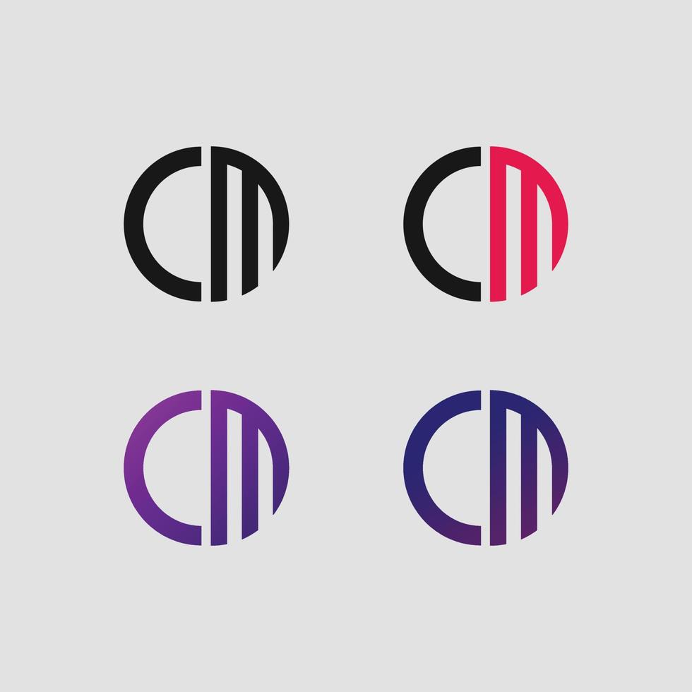 cm carta logotipo vetor modelo criativo forma moderna colorida monograma círculo logotipo empresa logotipo grade logotipo