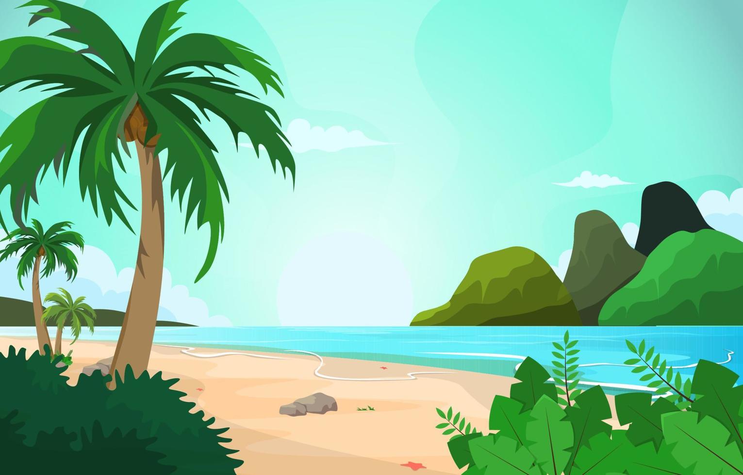 ilustração em vetor ilha praia mar férias férias verão tropical