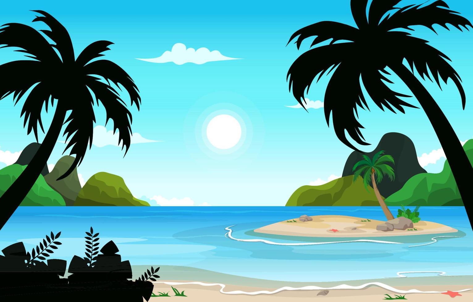 ilustração em vetor ilha praia mar férias férias verão tropical