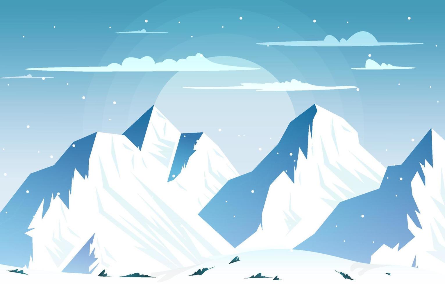 neve pico alto montanha congelada gelo natureza paisagem aventura ilustração vetor