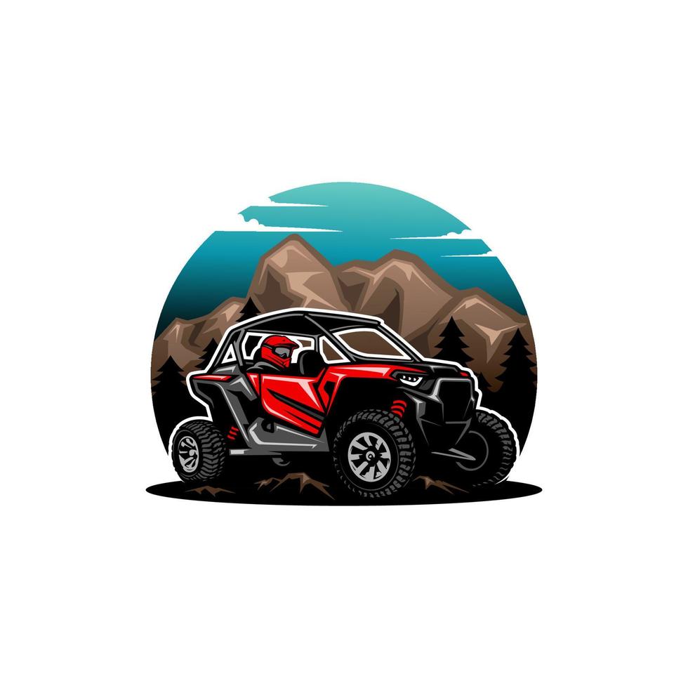 vetor de logotipo isolado de ilustração de aventura de buggy - utv - atv