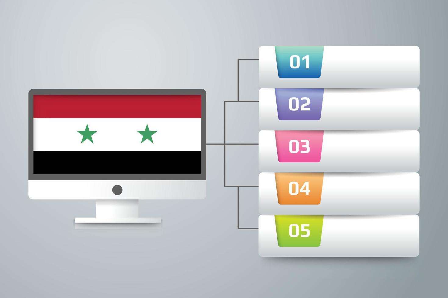 bandeira da síria com design infográfico incorporado com monitor de computador vetor