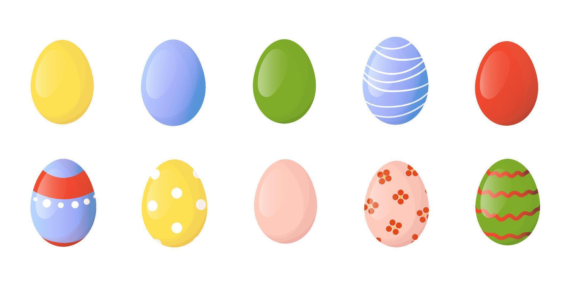 conjunto do desenho animado Projeto Páscoa ovos em uma branco fundo. vetor