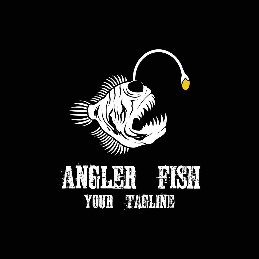 poderoso e único pescador peixe logotipo vetor
