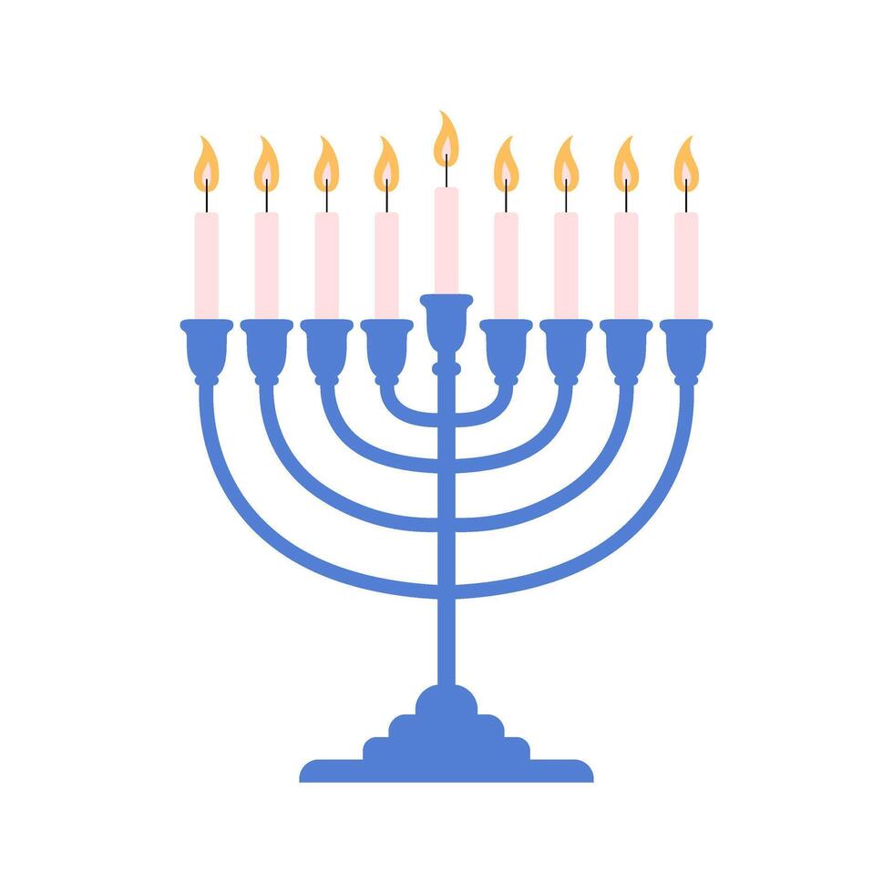 menorah ícone. fundo para pesach judaico feriado. hanukkah menorah judaico símbolo isolado logotipo. velas para celebração evento. cumprimento cartão com nove aceso velas.. plano ilustração. vetor