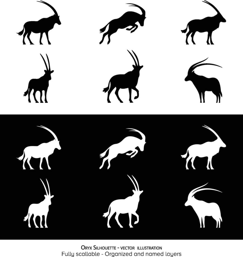 icônico minimalista órix silhueta. nacional animal pf Catar, namíbia, Jordânia, e Omã. ilustração. vetor
