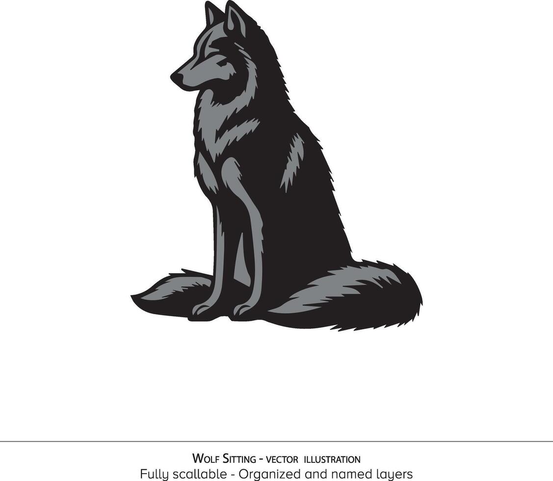 Lobo sentado - ilustração vetor