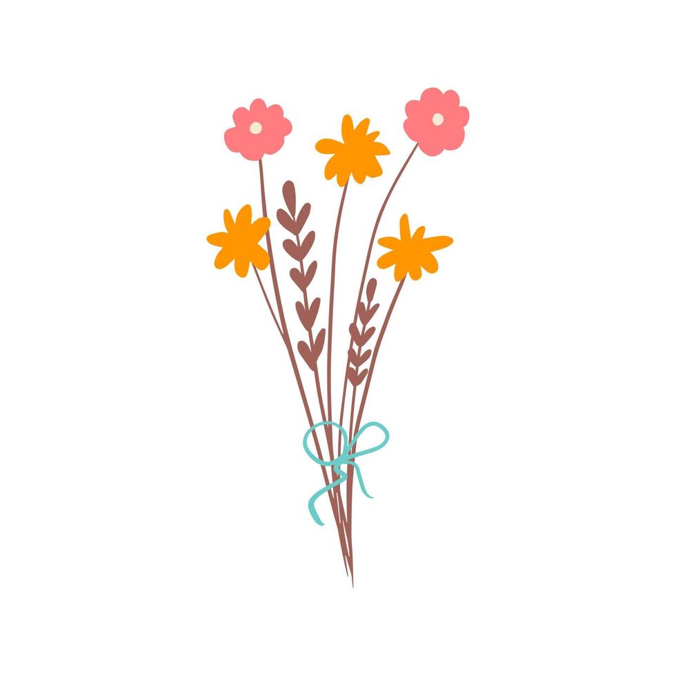 lindo buquê de flores, ilustração vetorial em estilo simples. vetor