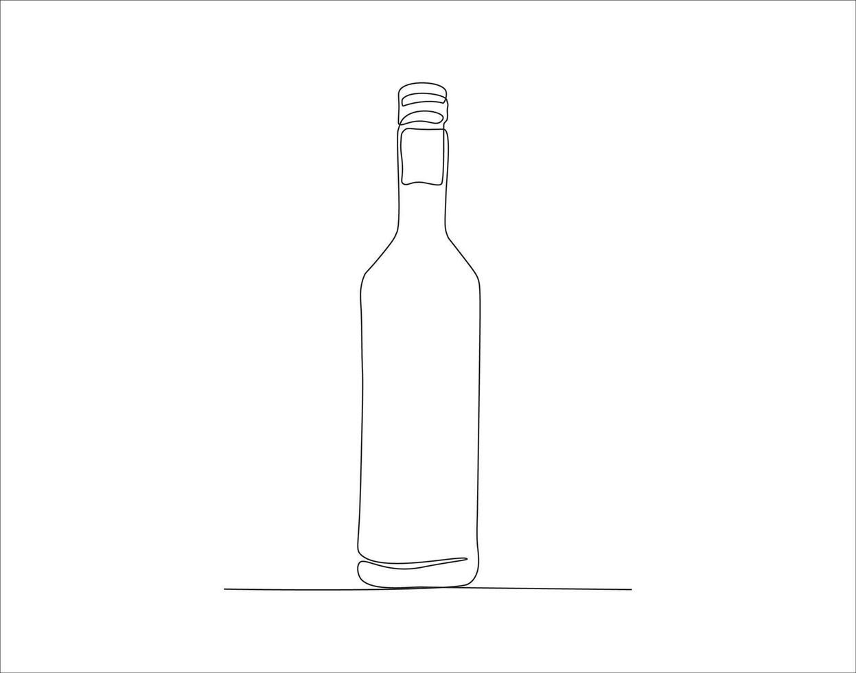 contínuo linha desenhando do vinho garrafa. 1 linha do uma garrafa do vinho. vinho garrafa contínuo linha arte. editável contorno. vetor