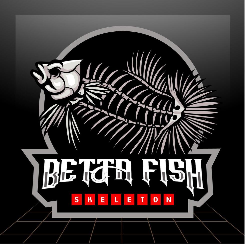 betta peixe crânio mascote. esport logotipo Projeto vetor