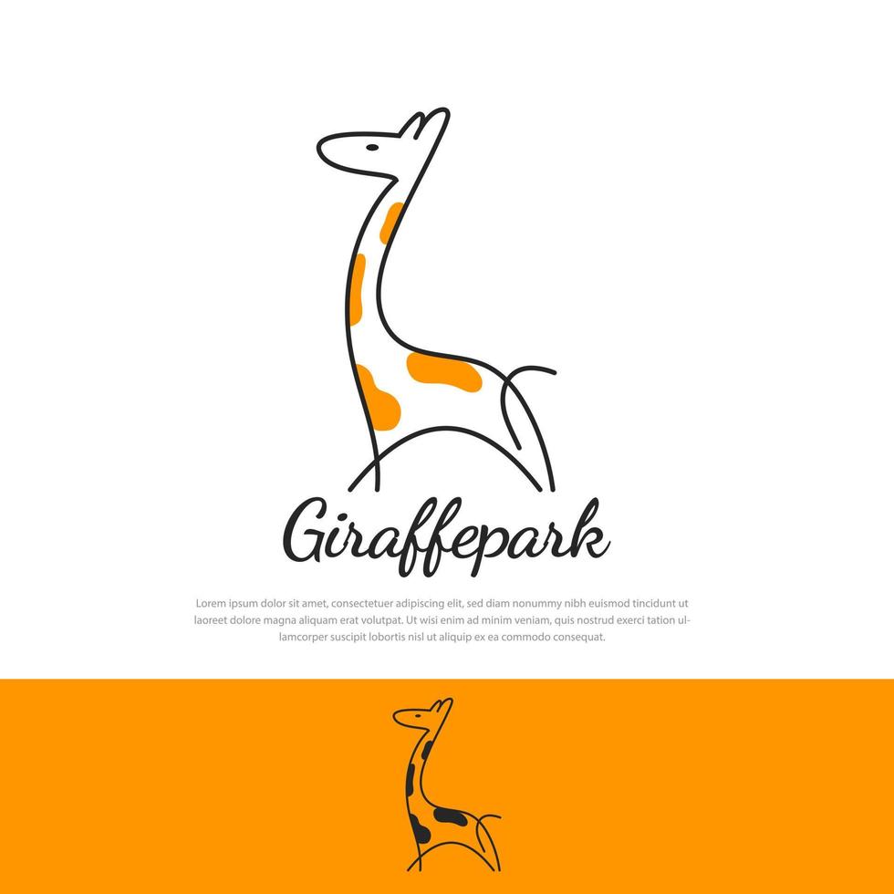 girafa parque logotipo linha exclusiva estilo ilustração de girafa vetor
