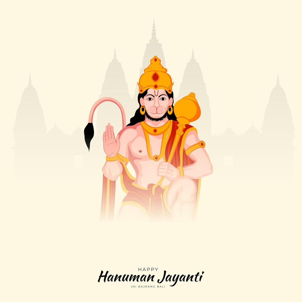 feliz Hanuman Jayanti social meios de comunicação postar a festival do Índia vetor