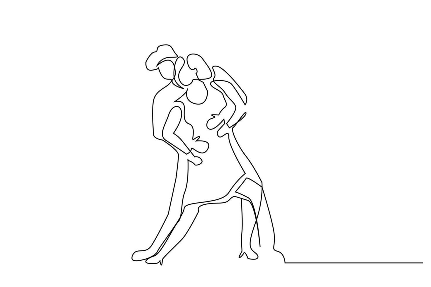 casal pessoas latim tango dança 1 linha arte Projeto vetor