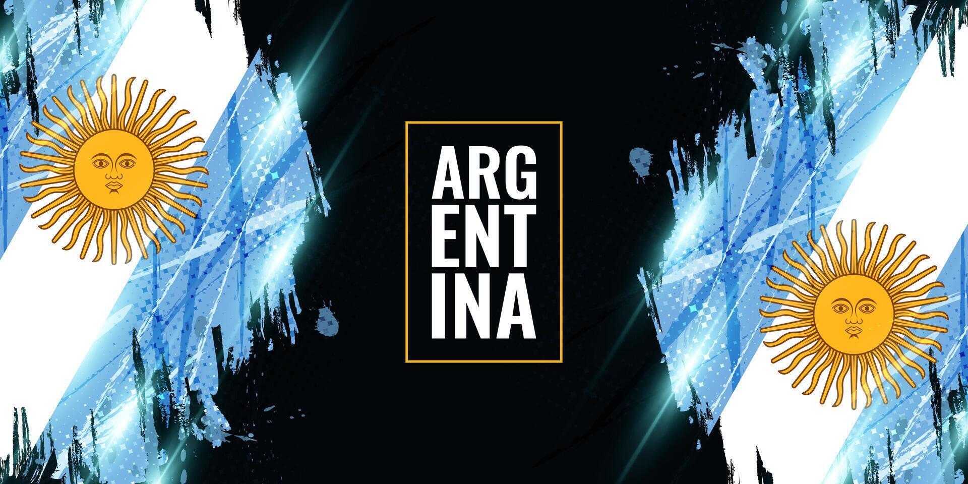 Argentina bandeira dentro grunge escova pintura estilo com meio-tom e brilhando luz efeitos. argentina bandeira dentro grunge conceito vetor