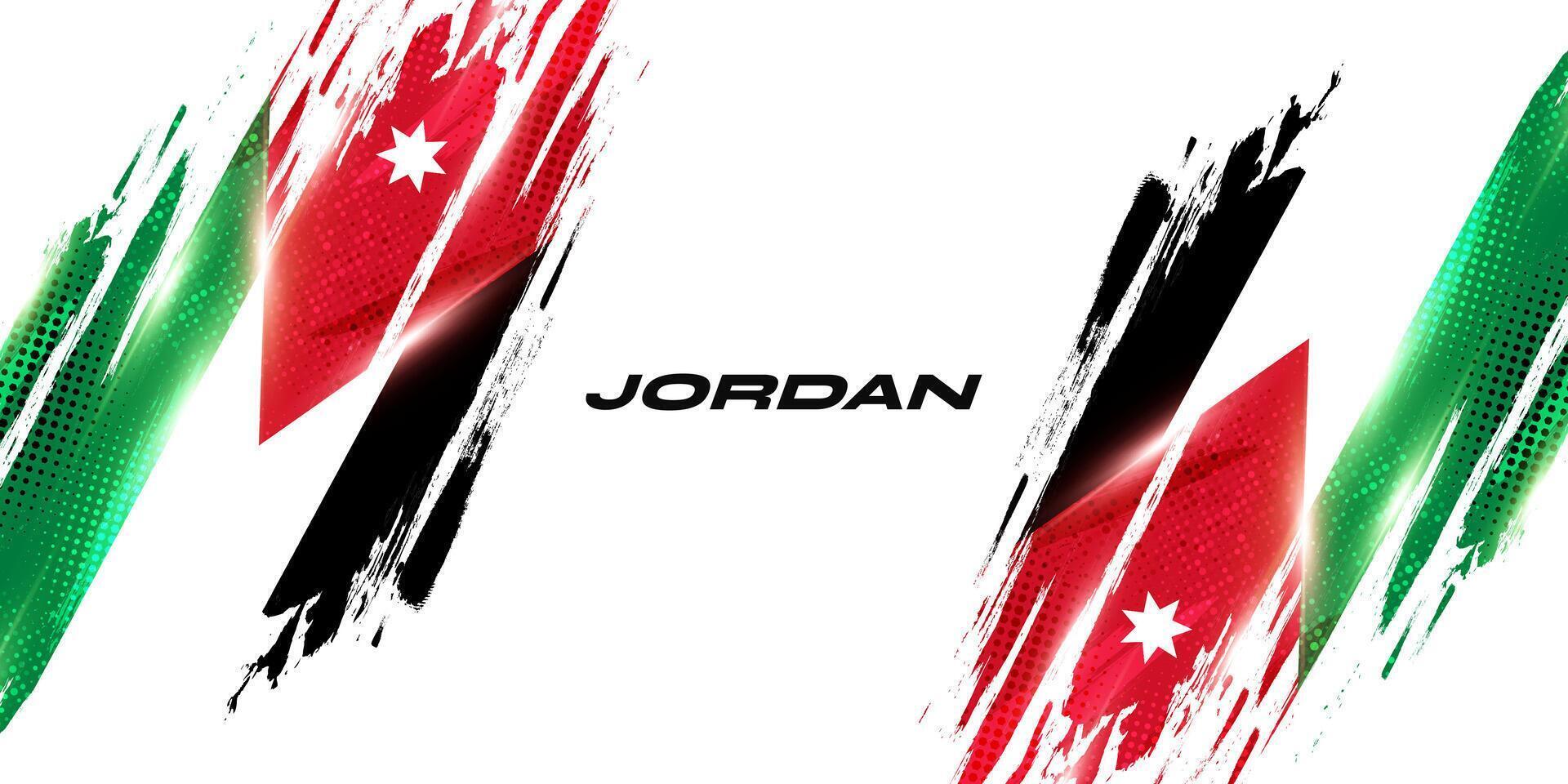 Jordânia bandeira dentro escova pintura estilo com meio-tom efeito. nacional bandeira do Jordânia com grunge escova conceito vetor